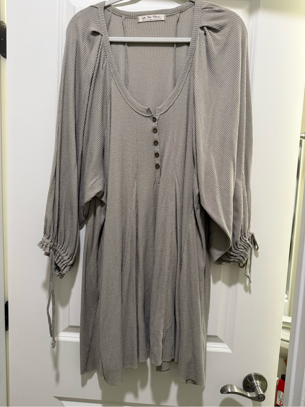 Free People We the Free "Winter Sun" Ribbed Henley Swing Tunic Dress
Olive